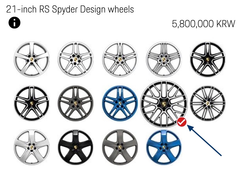 2021 포르쉐 마칸 휠 21인치 RS 스파이더 디자인 휠